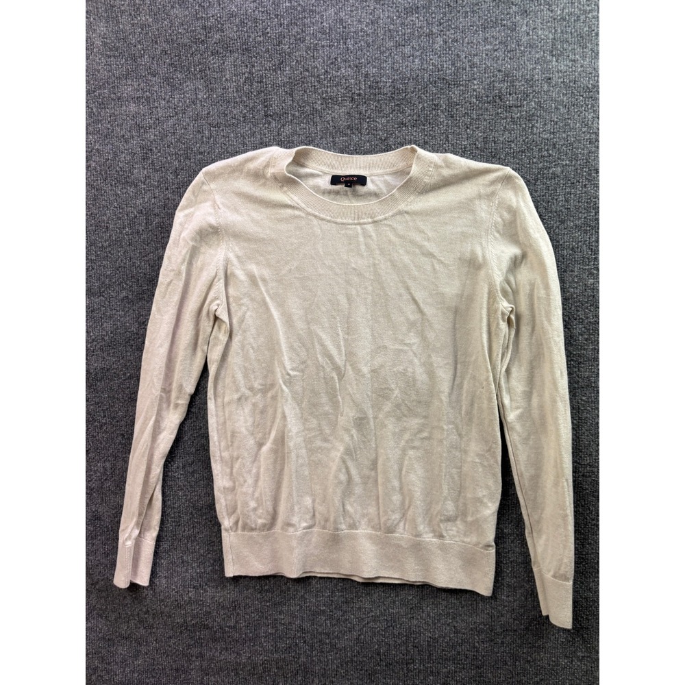 Quince Crewneck Sweater Womens Small Oatmeal Beige Cotton Ecovero Cashmere Blend